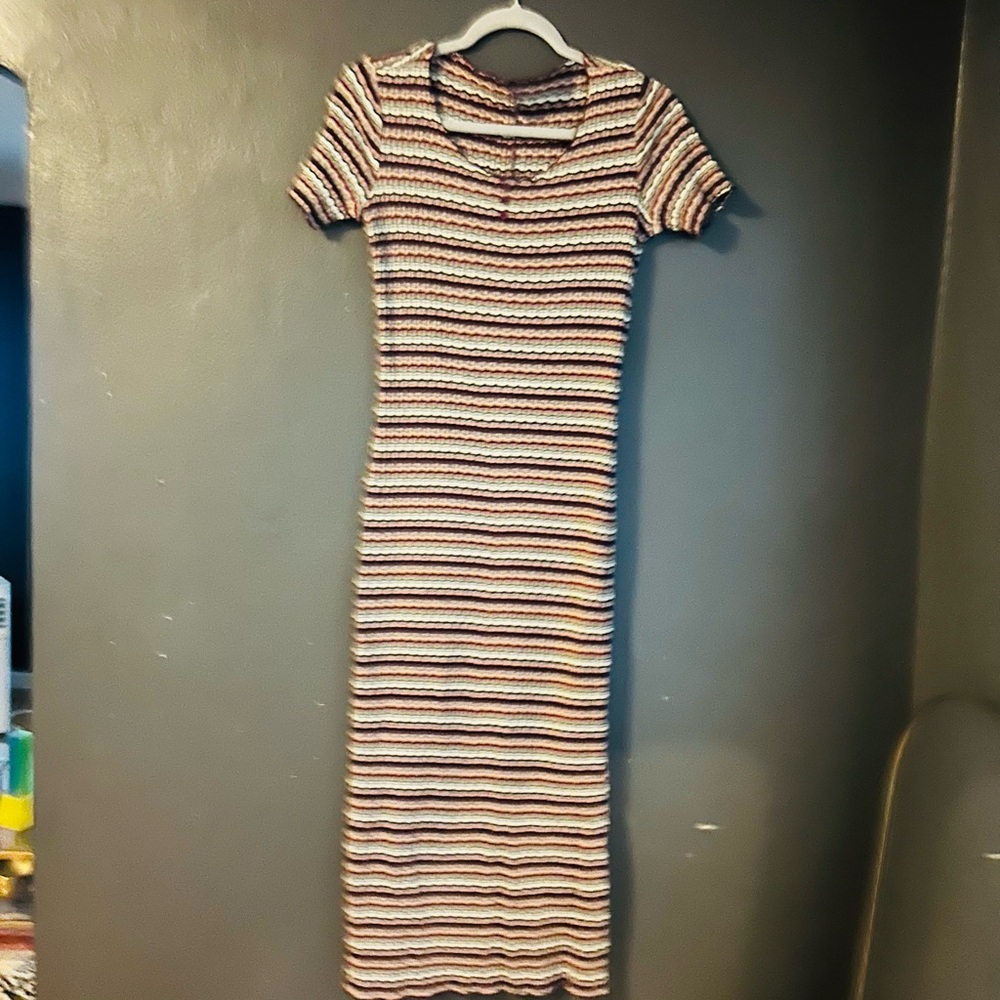 90's Vintage alternative Short-Sleeve Maxi Dress in Multi-Color